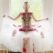 Ivory tulle custom gown with red lace appliqué